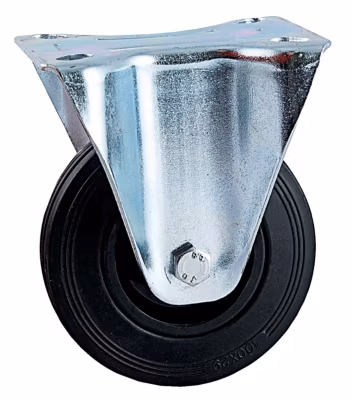 Roulette D200mm caoutchouc noir platine fixe – AVL – 508826O