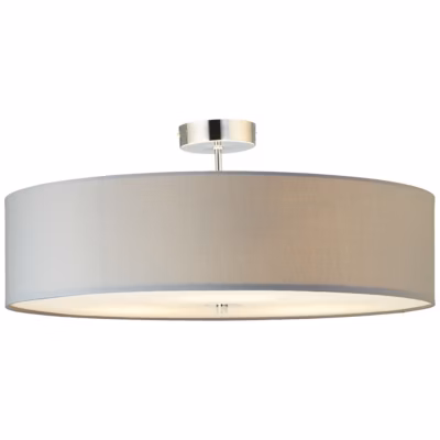 ANDRIA Plafonnier 3L chrome/gris clair E27 60W métal/textile ampoule non incluse