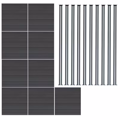 Kit Clôture Composite 9 Panneaux & 10 Poteaux à LED – Gris