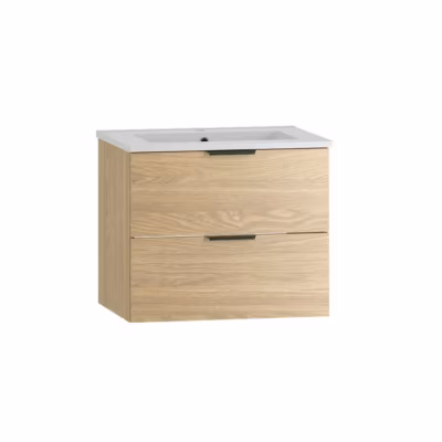 Meuble simple vasque encastree 60cm Astrid Bois