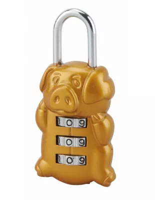 Cadenas à combinaison Fantasy Cochon, 3 chiffres, intérieur, anse acier – THIRARD