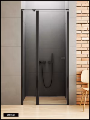 Porte de Douche Simple Pivotante – 110 x 195 – NOIR MAT – NEW SOLEO