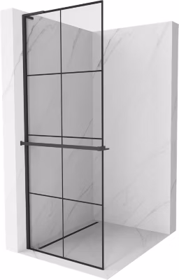 Mexen Kioto+ L paroi de douche avec étagère Walk-in 70 x 200 cm, grille noire, noir – 800-070-123-70-77
