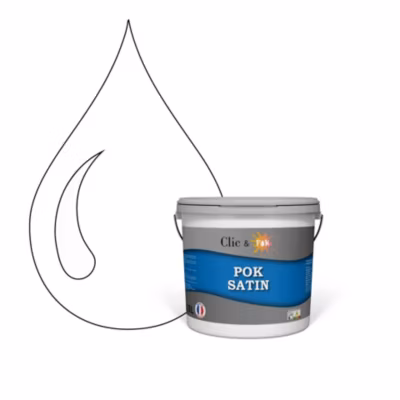 Peinture murs intérieurs satinée- Cuisine & Salle de bain POK SATIN – Blanc 25m² – 2,5L