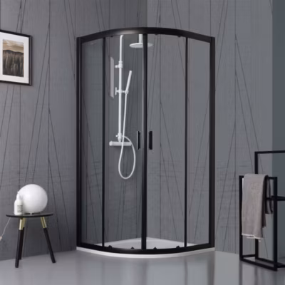 Porte De Douche Semi-Circulaire Noir Mat Cm 90 Verre Clair  – City