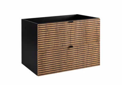 Meuble sous vasque à suspendre AURA LOFT 80 cm noir et chêne