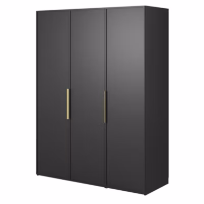 Armoire 3 portes avec longue tringle et 7 étagères 150 cm FRAME noir