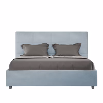 Lit coffre surélevé double capitonné microfibre thé vert Mika 160×190