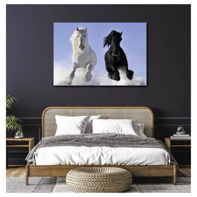 Tableau toile en kit CHEVAUX 140 x 95 cm – Toile textile sans PVC, Made in France par Scenolia