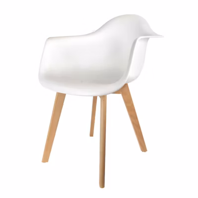 Fauteuil design scandinave à coque avec pieds en bois