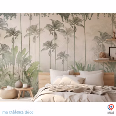 Papier peint Fresque tropicale et palmiers – Intissé – 300 cm – 280 cm – MaCrédenceDéco