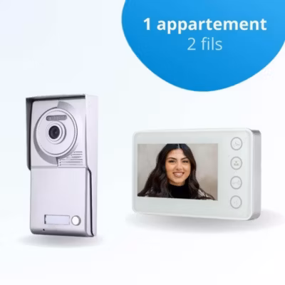Portier interphone vidéo neo 2 fils – 1 appartement – 1 écran blanc