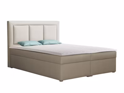 Lit continental Pomona 112, Double, Brun clair, Tissu, Disponible