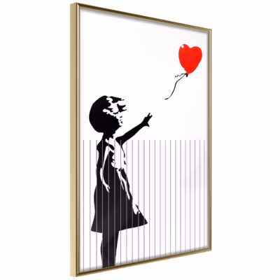 Affiche Murale Encadrée « Banksy Love is in the Bin » 21 x 30 cm Or