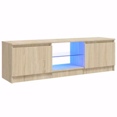Meuble TV, Support Télévision, Armoire De Télévision avec lumières LED chêne sonoma 120x30x36 cm