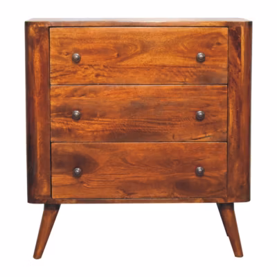 Artisan Furniture Bois massif Bera commode, 3 tiroirs, marron