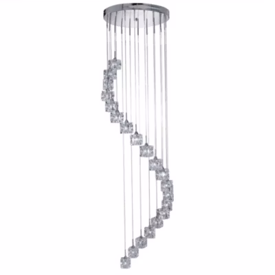 Searchlight Ice Cube – Luminaire suspendu à 20 ampoules LED en verre chromé