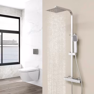 AICA colonne de douche thermostatique avec pomme de douche 10&Prime;, hauteur réglable 76-118 cm