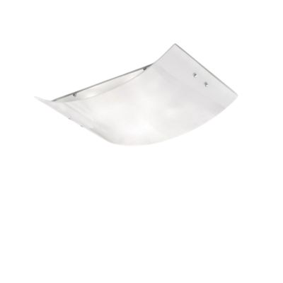 Michela grand plafonnier 45x30cm blanc brillant 2XE27, verre bombé avec base chromée, max 2x52W, plafonnier élégant