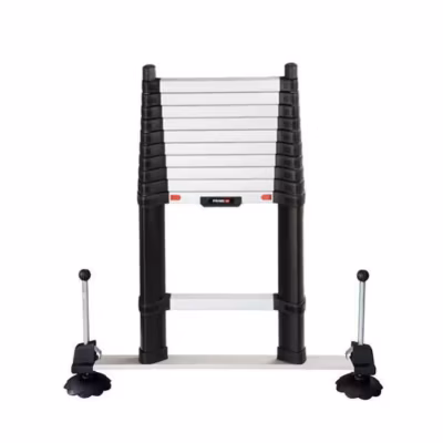 Echelle télescopique 3.50m avec barre stabilisatrice et pieds ajustables – Hauteur de travail max. 4.30m – TEL-70235WS/PPS