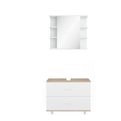 Vicco Ensemble meubles bain Blanc/Sonoma 2 pièces, armoire basse 80 cm