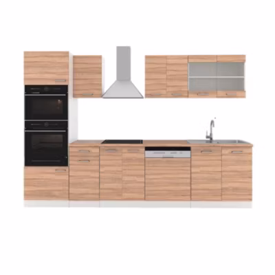 Vicco Cuisine Sonoma/blanc 300cm avec armoire haute, PT Chêne