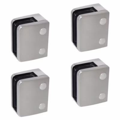 4 x Pince à verre plate modèle 04 – Ep. verre 10 mm – Inox 304 brossé GR320