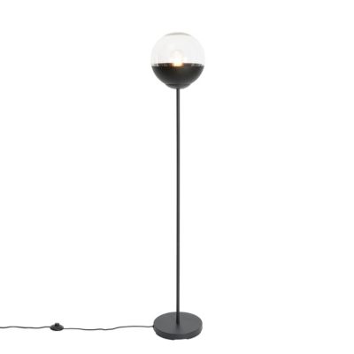 Lampadaire rétro noir avec verre clair – Eclipse
