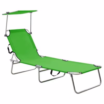 vidaXL Chaise longue pliable avec auvent Vert Aluminium