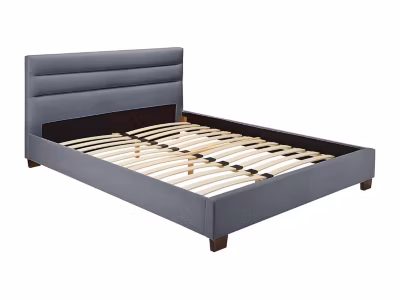 Lit 180 x 200 cm – Tissu – Gris – FAUSTIN