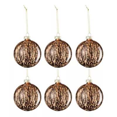 Lot de 6 Boules de Noël « Tache » 8cm Marron & Noir