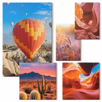 Composition Murale 5 Tableaux Wallfluent Paysages De Gorges Désertiques Style Design Tendance Chambre