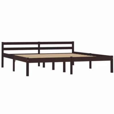 Lit double, Lit adulte, Cadre de lit sans matelas marron foncé pin massif 180×200 cm