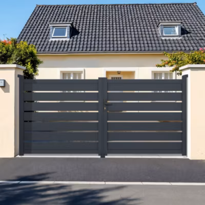 Portail battant 3m VOGEL H.140cm aluminium gris