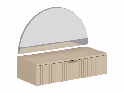 Coiffeuse suspendue avec miroir et LEDs – 1 tiroir – Beige – FRALYN