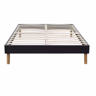 Sommier tapissier noir 140×190 – 2×13 lattes – pieds 20 cm – soutien ferme – confort optimal –  – king of dreams – adrien