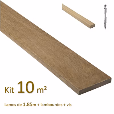 Kit terrasse de 10m² en bois exotique itauba Longueur 1850mm avec Lambourde et vis