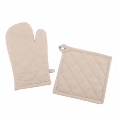 Set gant + manique unis 100% coton