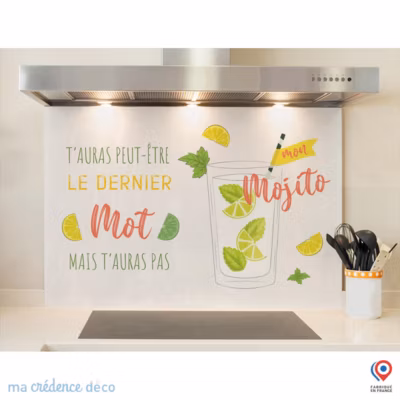 Crédence cuisine fond de hotte Mojito 5 – Alu composite – L 90 cm x H 60 cm – MaCrédenceDéco
