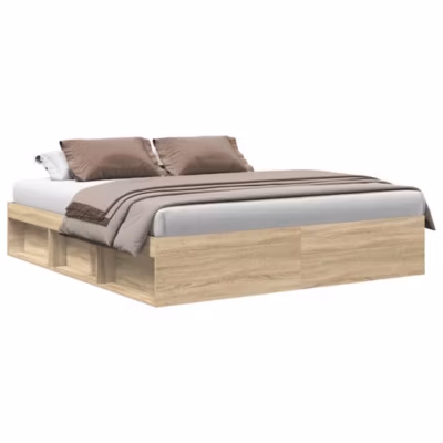 Lit double, Lit adulte, Cadre de lit sans matelas chêne sonoma 200×200 cm