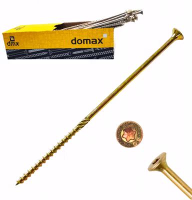 Vis de construction en bois Domax à tête fraisée, zinguée jaune, 6 x 180 mm 100 pcs