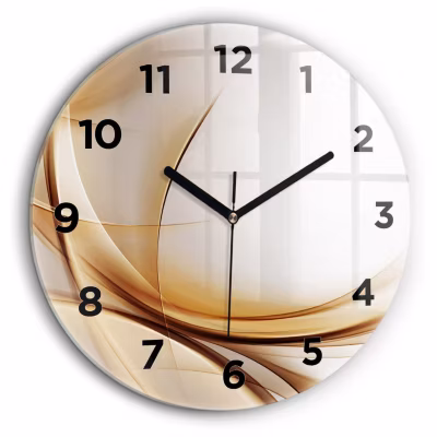 Horloge murale Wallfluent fi60 cm Avec chiffres Aiguilles noires Abstraction dorée 1 pcs