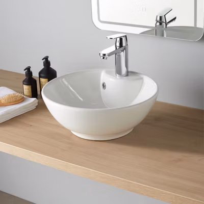 Vasque à poser porcelaine blanche 41cm- Rebords fins