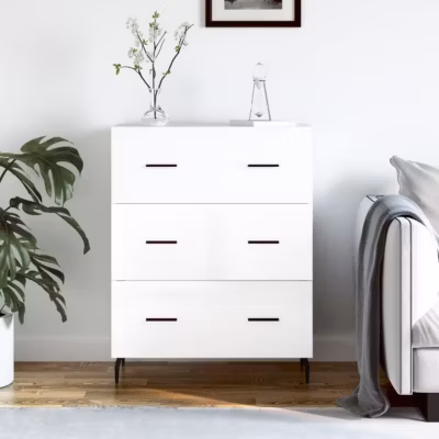 vidaXL Buffet Blanc brillant 69,5x34x90 cm Bois d&rsquo;ingénierie 827870