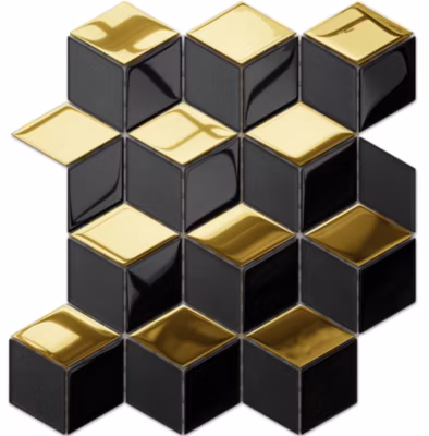 Mosaïque de verre sur maille pour salle de bain ou cuisine Black mirror – 26.5cm x 30.5cm