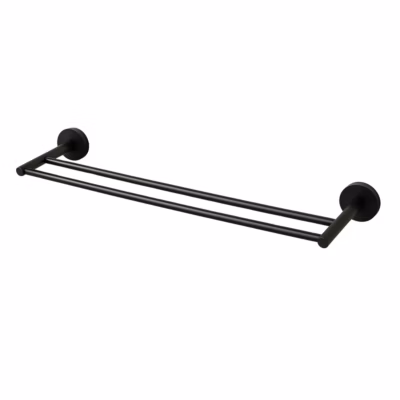 BALNEO – double barre porte-serviettes en acier inox noir – porte-serviettes 60 cm QUBE inoxydable – barre de salle de bain