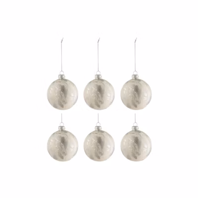 Boite de 6 boules de Noël en verre blanc 8x8x8 cm