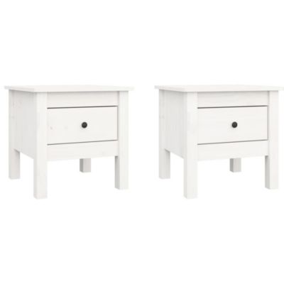 813787 vidaXL Tables d&rsquo;appoint 2 pcs Blanc 40x40x39 cm Bois massif de pin