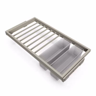 Emuca Kit de 7 tringles à pantalons, 2 plateaux et cadre coulissant à fermeture douce pour armoires, réglable, module 900mm, Gris