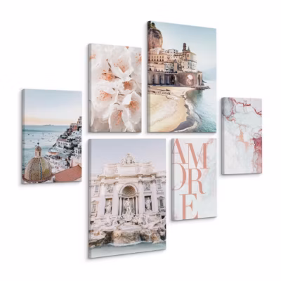 Set De Tableaux Italie Architecture 3D 90cm x 80cm  – Parfait pour décorer votre salon, chambre ou bureau avec un design unique et